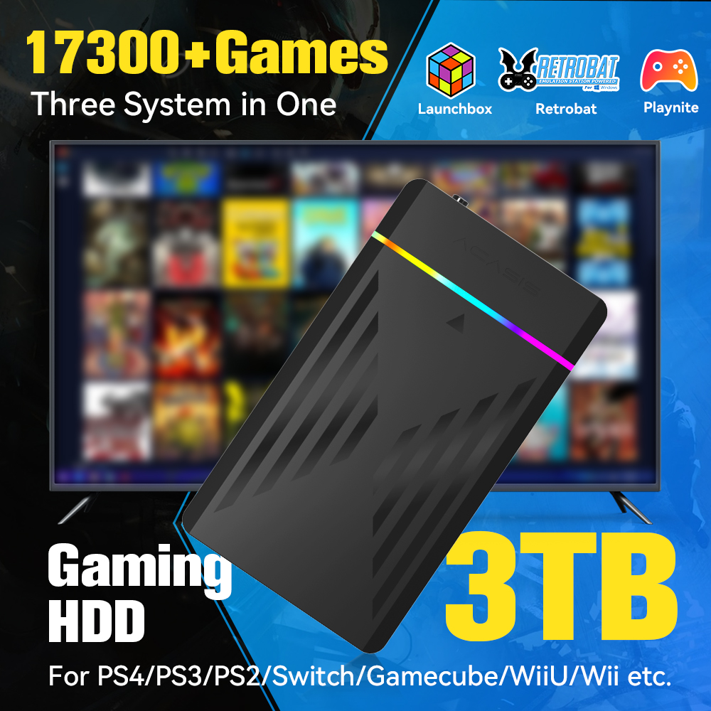 Retro Gaming Kiosk - 3 TB Taşınabilir Oyun HDD LaunchBox/Retrobat/Playnite